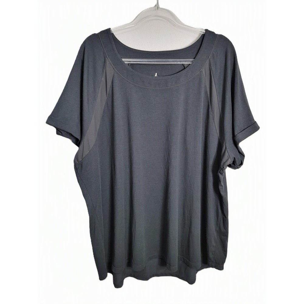 Aspire Women 3X T-Shirt Dark Gray Mesh Panel Activewear Top 939F15ASP13X